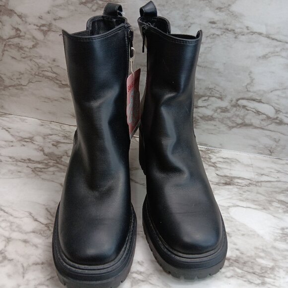 SAM&LIBBY Women's Camila Block Heel Chunky Chelsea Boot Black Size 8 Side zip - Picture 3 of 12